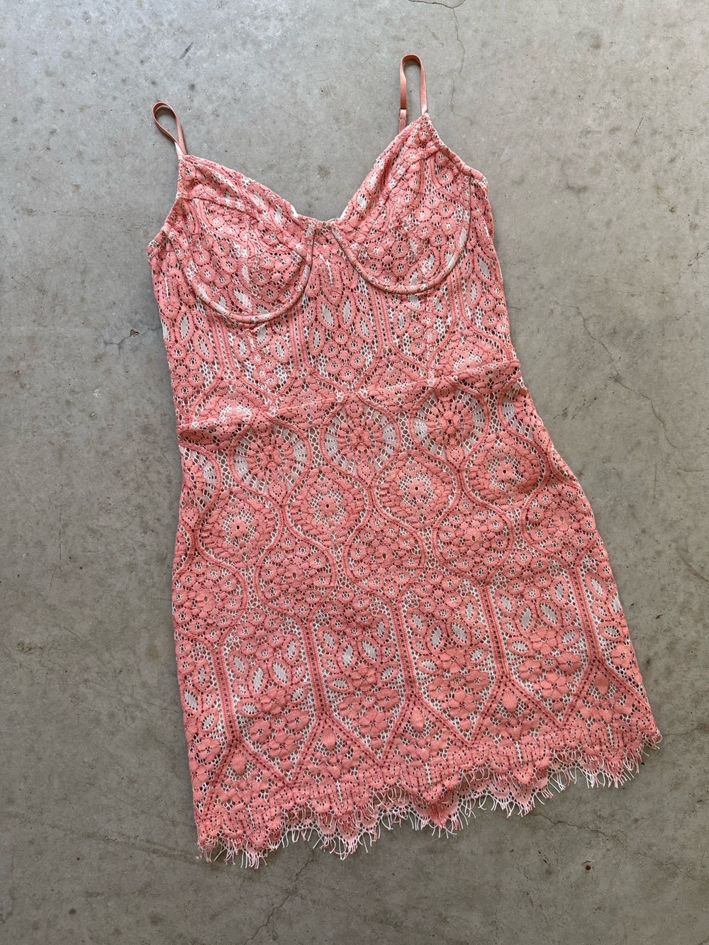 Vintage Express Pink Lace Underwire Mini Dress size S
